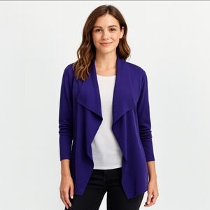 TanJay Purple Waterfall Cardigan With Draped Lapels Petite Sz L